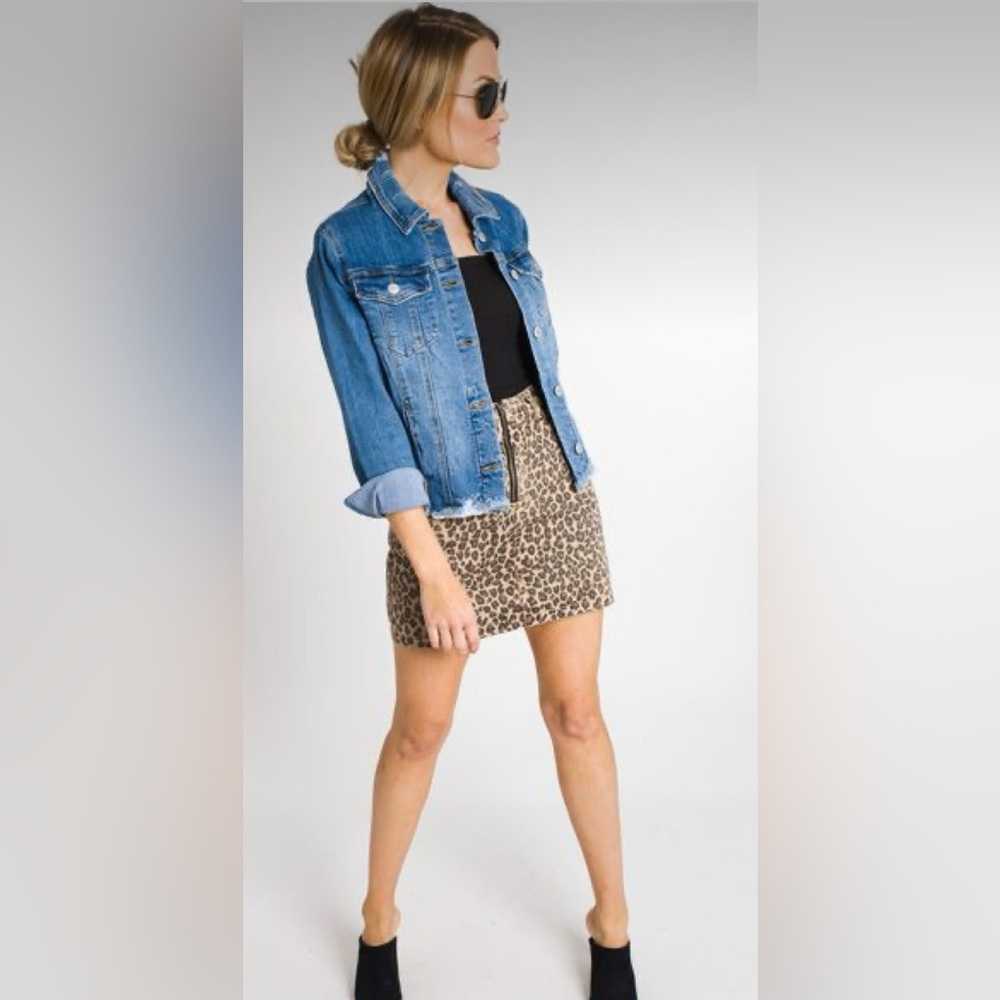 d.jeans Leopard Print Denim Skirt